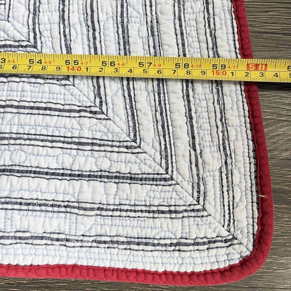 Authentic Kids Train Quilt 100% Cotton Blue Red Detailed Appliqué Bedding Twin - Picture 9 of 12